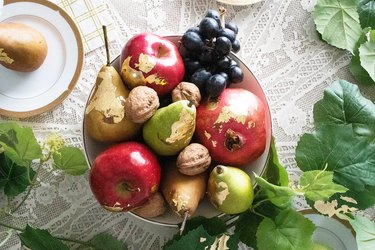 Golden fruit holiday table