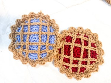 Two pie coasters side by side