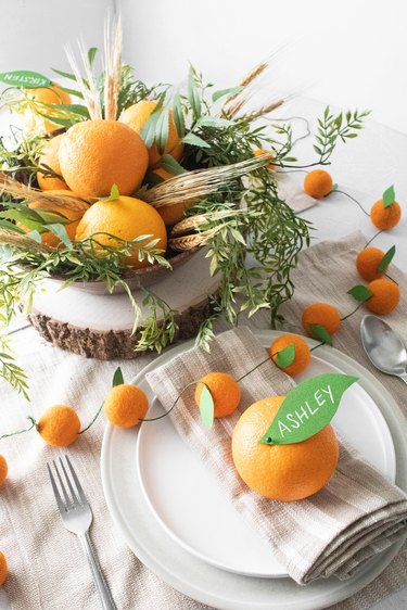 Orange-themed holiday table