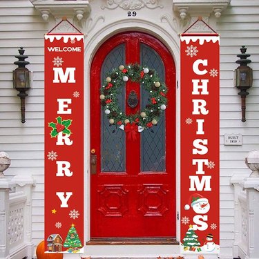 Red two-piece Merry Christmas Banner Sign