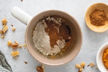 Dry ingredients for pumpkin mug cake