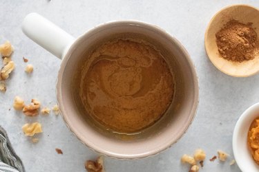 Wet ingredients for pumpkin mug cake