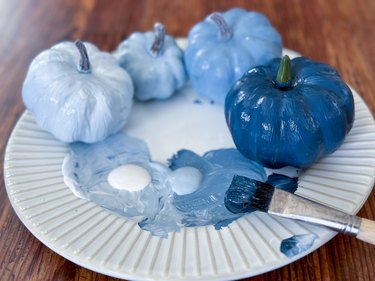 Paint foam pumpkins in blue ombre colors