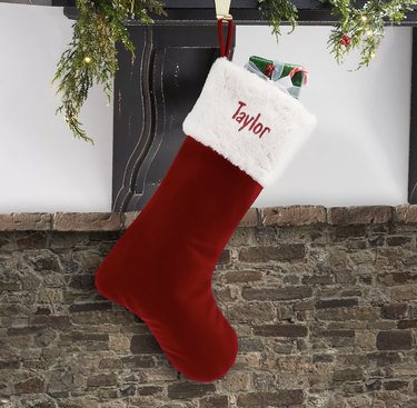 Red and white Christmas stocking