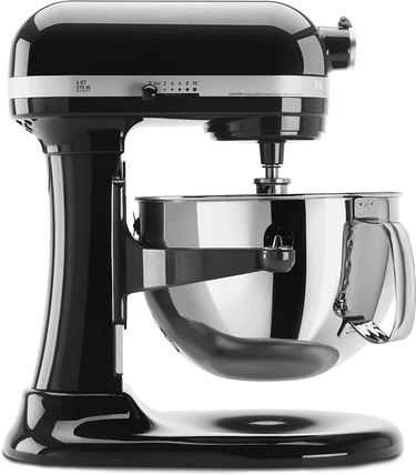 KitchenAid lift-bowl stand mixer, in Onyx Black, shown on a white ground