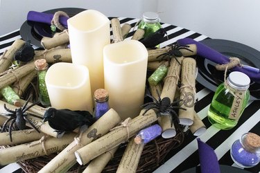 DIY potion scroll Halloween centerpiece