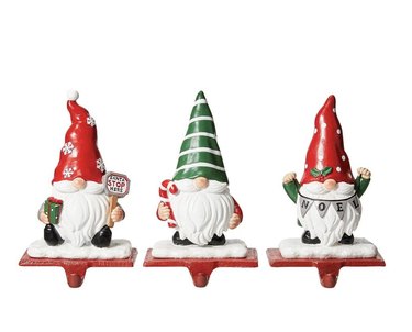 Three stocking holder gnomes