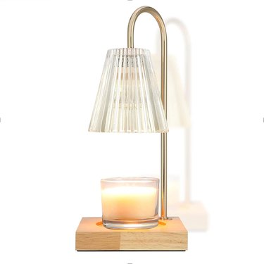 Fluted Glass Black Candle Warmer Lamp