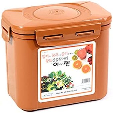 E-Jen Premium Kimchi/Sauerkraut Container, 0.9 Gallon in orange.