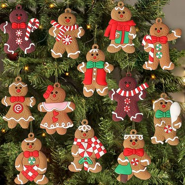 Gingerbread Christmas ornaments on tree