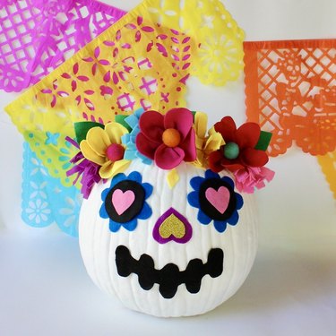 Sugar skull pumpkin to celebrate Día de los Muertos