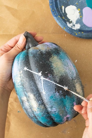 Paint your zodiac constellation on a galaxy pumpkin