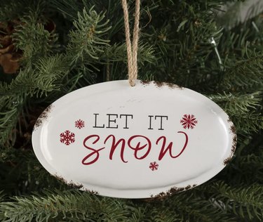White and red Let It Snow ornament