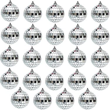 Twenty four disco ball Christmas ornaments