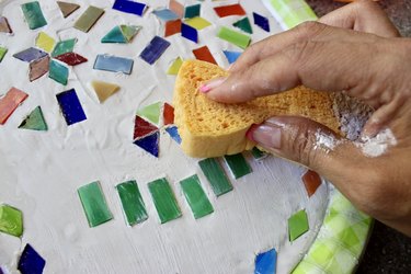 Cleaning up a DIY sugar skull stepping stone