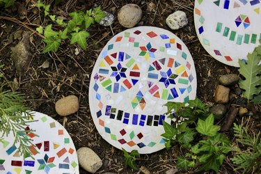 DIY sugar skull stepping stones