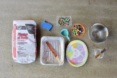 Materials for DIY sugar skull stepping stones