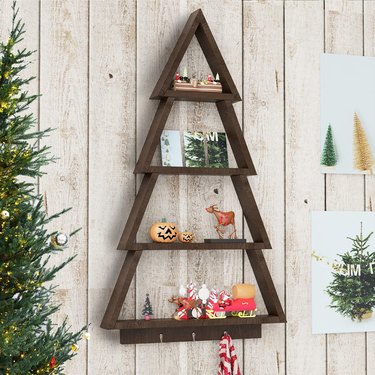 Wood Wall Christmas Tree Shelf