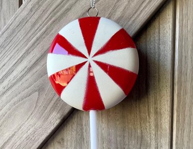 Close-up of plastic peppermint ornament