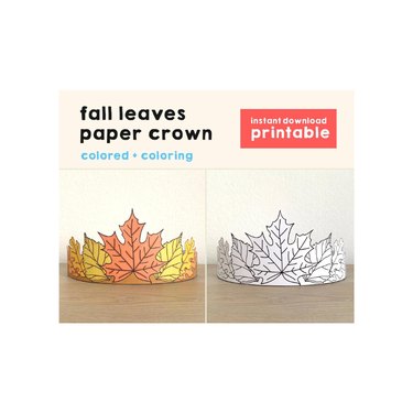 Printable fall leaves paper crown