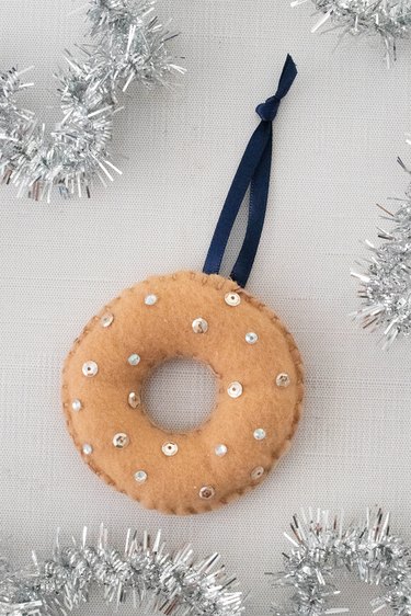 DIY felt bagel ornament