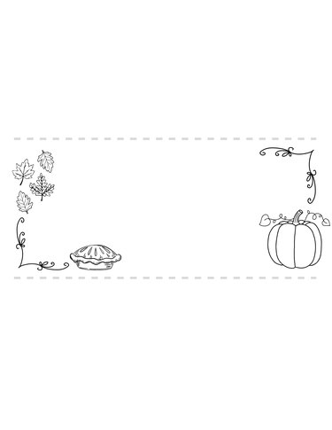 A printable page featuring a name tag surrounded by leaves and a pumpkin