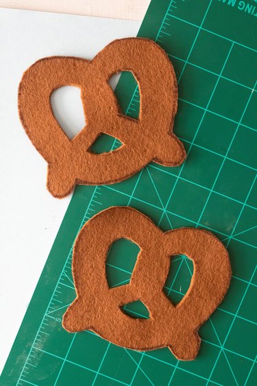Brown felt pretzels for DIY ornaments