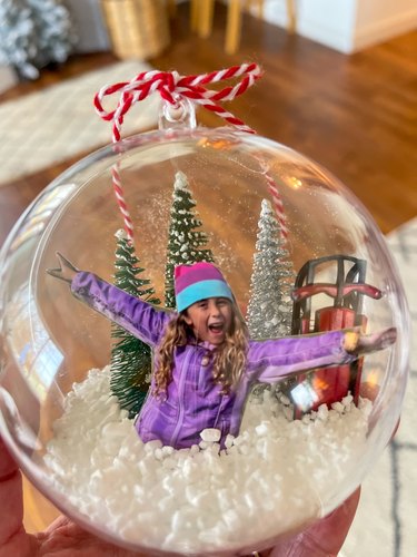 finished photo snow globe ornament