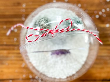 overhead view of snow globe