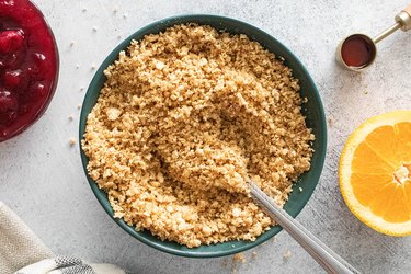 Graham cracker crumbs and brown sugar in a bowl
