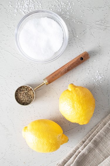 Ingredients for lemon pepper salt