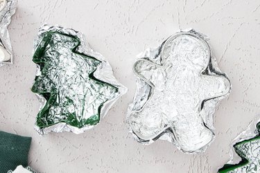 Cookie cutters wrapped with aluminum foil