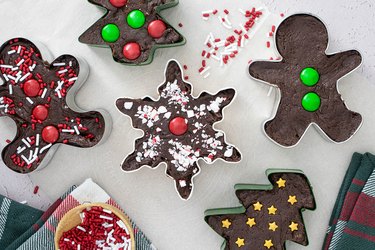 Decorated peppermint fudge cookie cutters