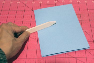 Folded blue card