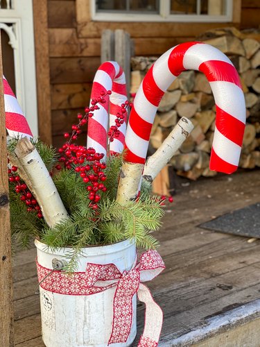 finished pool noodle candy canes