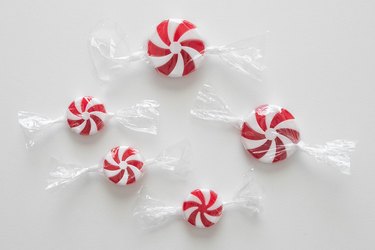 Wrap fake peppermint candies in plastic wrap