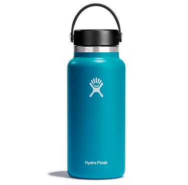 Hydro Flask Wide Mouth Bottle With Flex Cap (32 Ounces) in teal color.