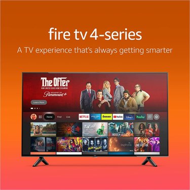 Amazon Fire TV – 50" 4-Series 4K UHD Smart TV on orange background.