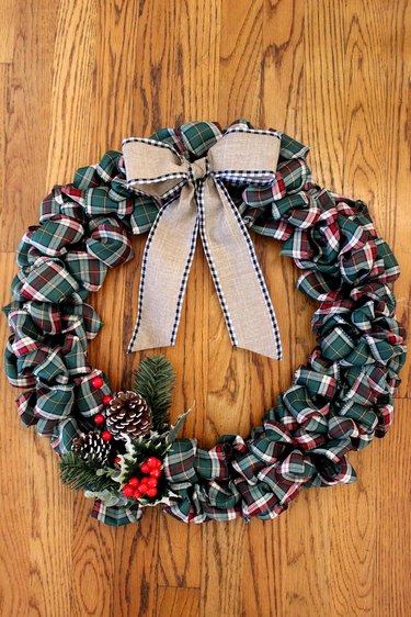 completed ribbon wreath