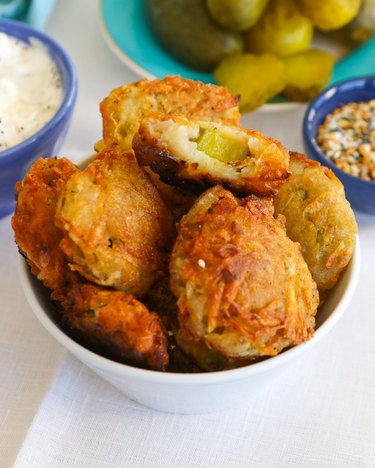 Latkes stuffed with dill pickles