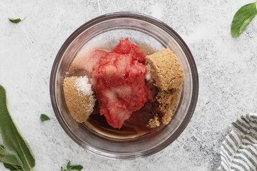 Tomato glaze ingredients in a bowl