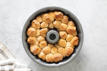 Baked monkey bread in a Bundt pan