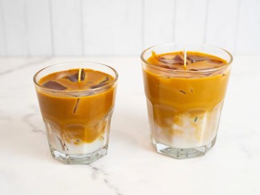 Two candles shaped like iced coffee