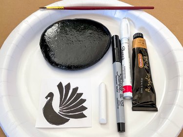 Materials needed to paint turkey gratitude rocks