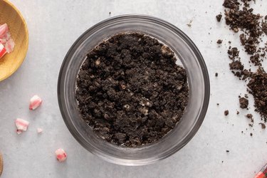 Oreo crust in a dish