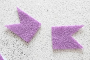 Purple felt pieces for wrapper details