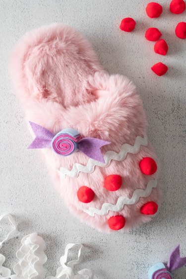 Pink gingerbread Christmas slippers