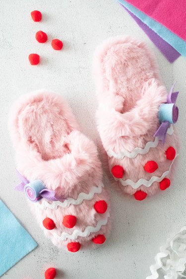 Pink gingerbread Christmas slippers