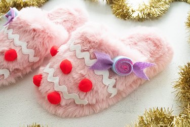 Pink gingerbread Christmas slippers