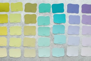 Rows of cut-out paint chips